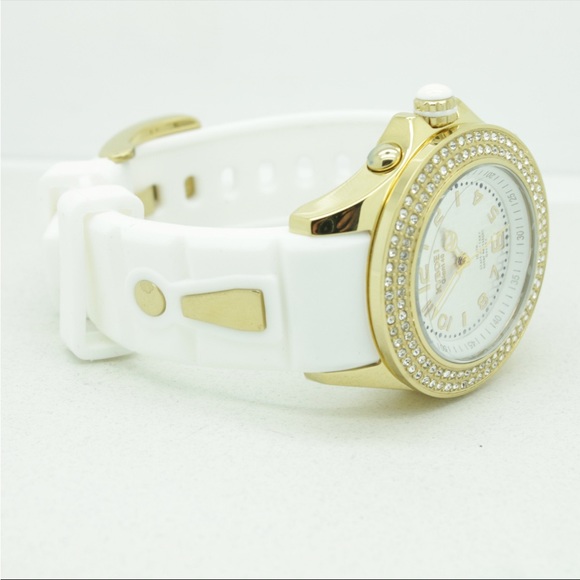 KYBOE! 40mm silver st. steel watch w/ silicone strap and Swarovski crystals - Picture 4 of 5